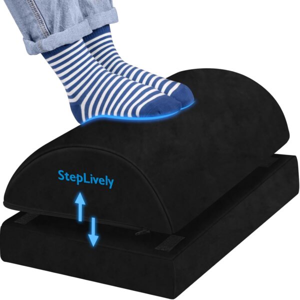 StepLively Adjustable Foot Rest for Under Desk, 2 Heights