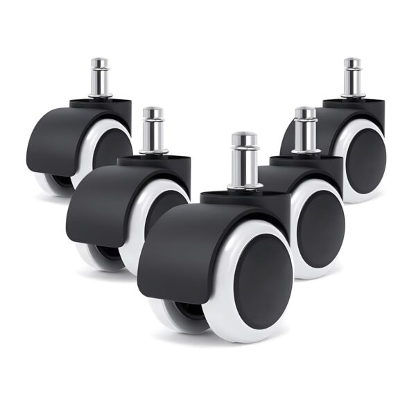 Heavy Duty 2" Rubber Office Chair Caster Wheels - Set of 5